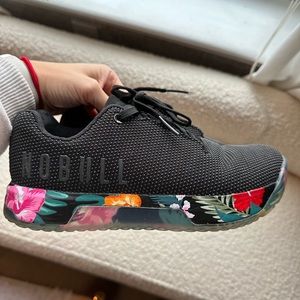 No Bull Black Floral Womens Sneakers